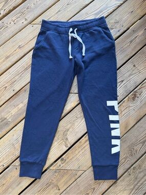 PINK Victoria’s Secret Navy Logo Jogger Sweatpants Size Medium